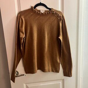 J. Crew Dark Tan Ruffle-Detail Sweater